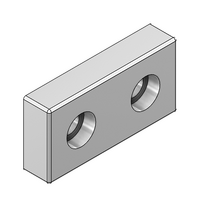MODULAR SOLUTIONS FOOT &amp; CASTER CONNECTING PLATE 30MM X 60MM FLAT NO HOLES, SOLID ALUMINUM